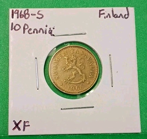 1968-S Finland 10 Pennia Coin. VF-XF Free Shipping! 🇫🇮 Nice Coin.