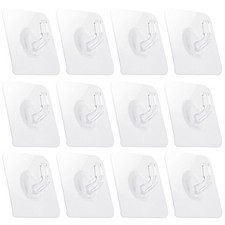12 Pack Plastic Adhesive Hooks for Hanging Pots Towel Picture Coats Home Kitchen