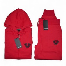 True Religion Men's Size XL 2 PC Sweatsuit Hoodie Joggers Matching Set Red NWT