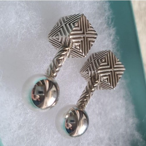 ティファニー テクスチャード　キューブ　Ag925 カフス Tiffany & Co. Ag925 Cube Shape Cufflinks [VG Condition