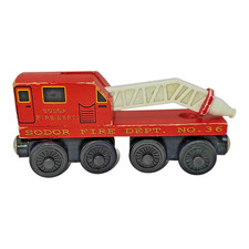 Thomas Wooden Railway Fire Train 2000 Red Retired Rare HTF
