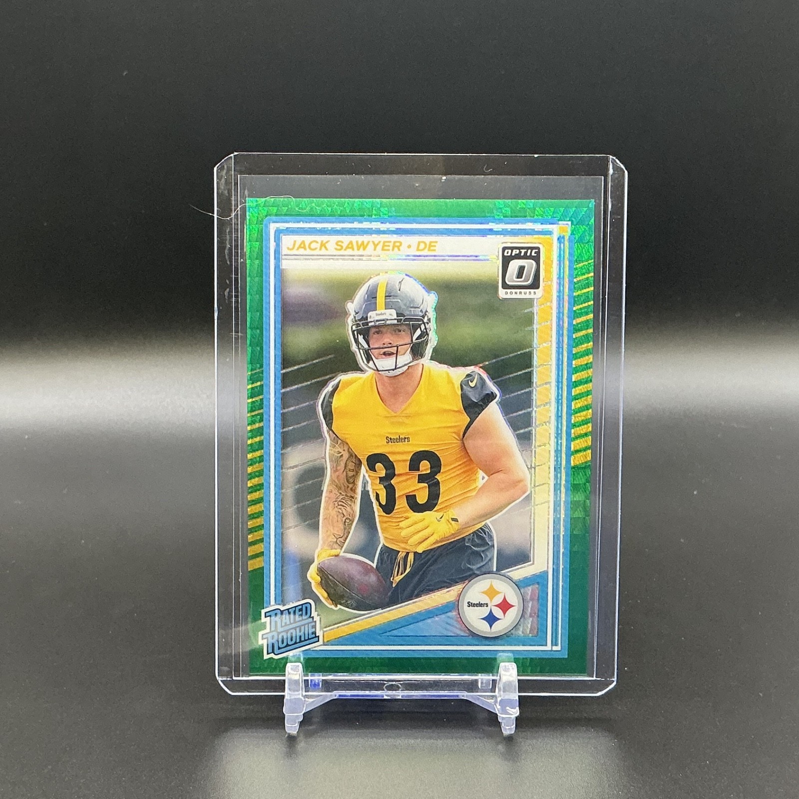 2025 Panini Donruss Optic - Rated Rookie Jack Sawyer #220 Green Hyper Prizm (RC)