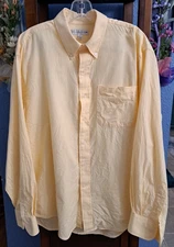 Cutter & Buck Men's L Mello Yellow Long Sleeve Dress Shirt Button Down Logo