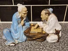 Chinese Shiwan Mudman 2 Men Playing Checkers Figurine