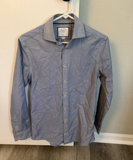 Charles Tyrwhitt Extra Slim Non-Iron Blue Geometric Dress Shirt 14.5 33