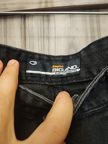 Empire Bigland Men's Baggy Y2k Skull Denim Jeans 36x33 Wash Skater Grunge Black - Foto 9 di 12