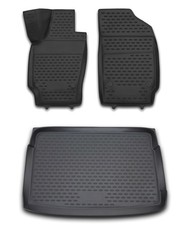 Gummi Kofferraumwanne Fußmatten Set für VW Polo 6R ab 2009- Laderaumwanne Matten