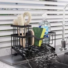 Small Kitchen Sink Caddy Organizer and sponge holder with Suction Cups for Brush
