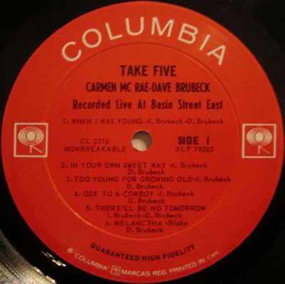 Carmen McRae - Dave Brubeck - Take Five (Recorded Live At