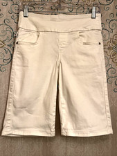 Rock Republic Womens White Denim Rx Slimming Fever Pullon Shorts Size 4 27x11