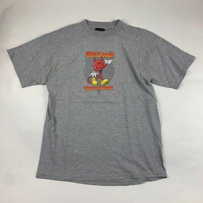 Vintage world industries skateboard shirt devil man flame boy wet