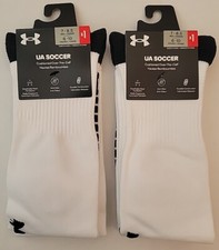 2 Under Armour UA Soccer OTC Arch Support Socks 2 Pair White Men s Size 7-8.5