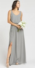 Show Me Your Mumu Kendall Maxi Dress Slit Low Back Sleeveless Bridesmaid Gray XL