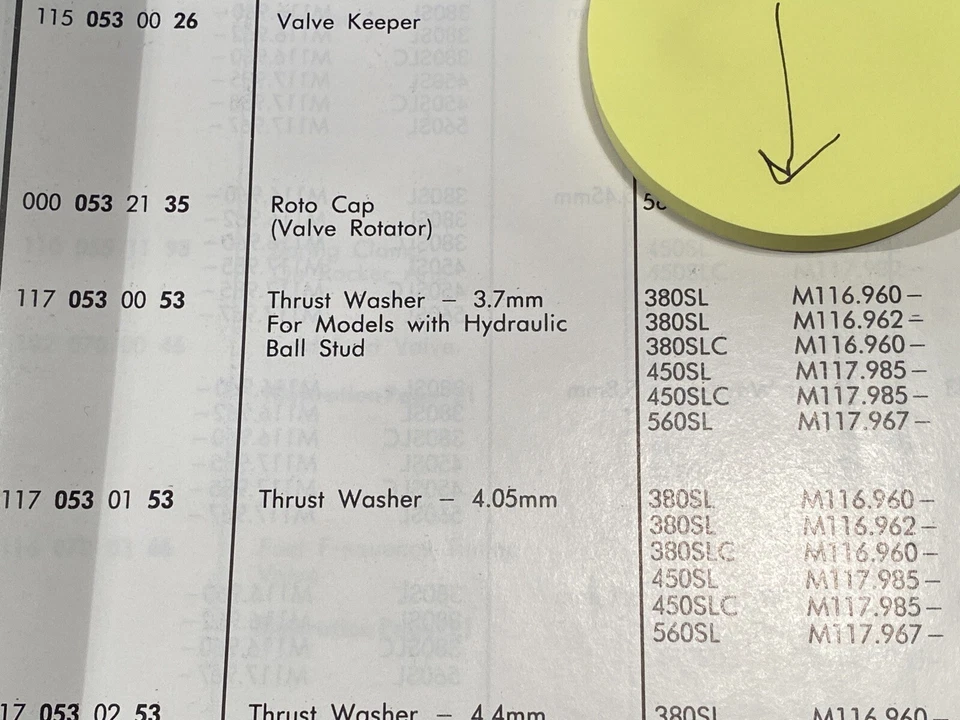 5x CUÑA LAVADORA EMPUJE MERCEDES 3,7mm W126 R107 380SL 450SL 560SL 420SEL 560SEL Foto 4 de 4