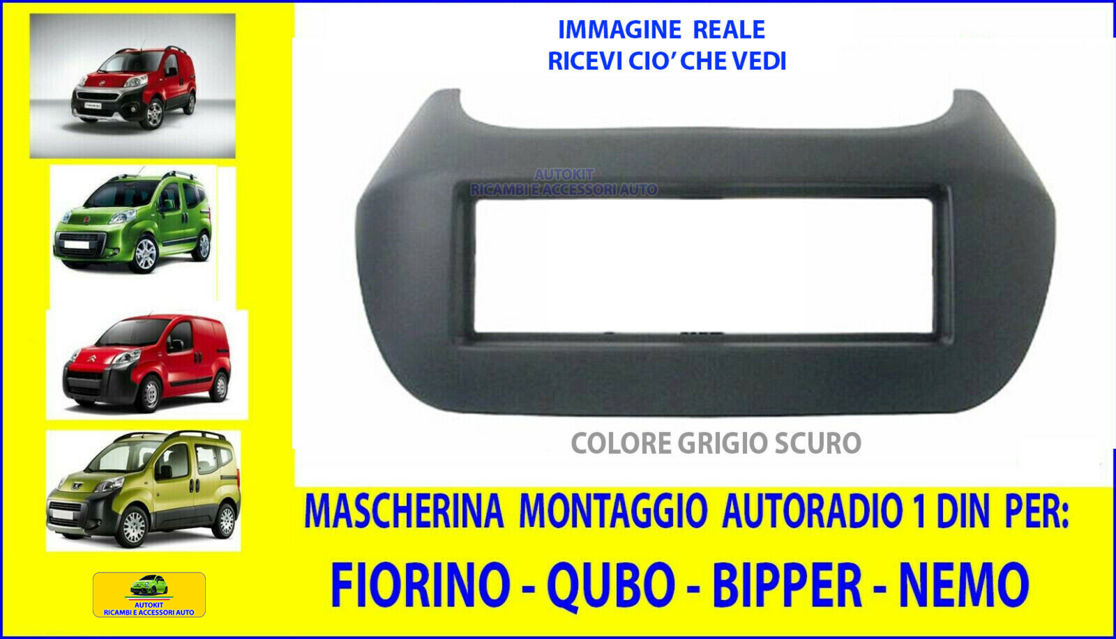 Mascherina Autoradio per Bipper 2007> Radio Stereo Adattatore 1 Din grigio scuro