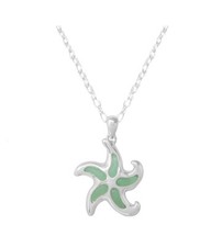 Mint Green Seaglass Starfish Pendant Necklace
