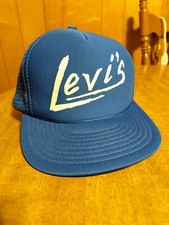 Vintage 1990  s Levi  s Blue Jeans Snapback Hat Dope Retro Spell out Trucker Cool