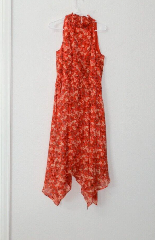 Sam Edelman Women's Halter Handkerchief Hem Floral Dress Sz Large