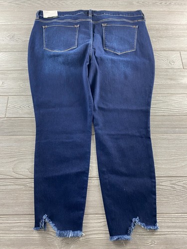 KanCan Womens Mid-Rise Ankle Skinny Jeans Dark Wash Size 22W Raw Hem NWT New - Picture 3 of 10