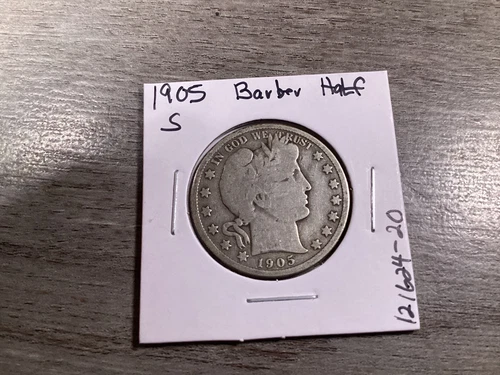 1905 S Barber 90% Silver Half-Dollar San Francisco Mint in Fine Cndt 12162420ra