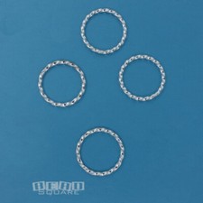 4 Solid Sterling Silver Closed Twist / Swirl Loop Rings 1.2mm x 15mm 33460