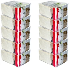 10-Pack Clear Vinyl Zippered Sweater Storage Bags 17 x 20 x 10 Inch