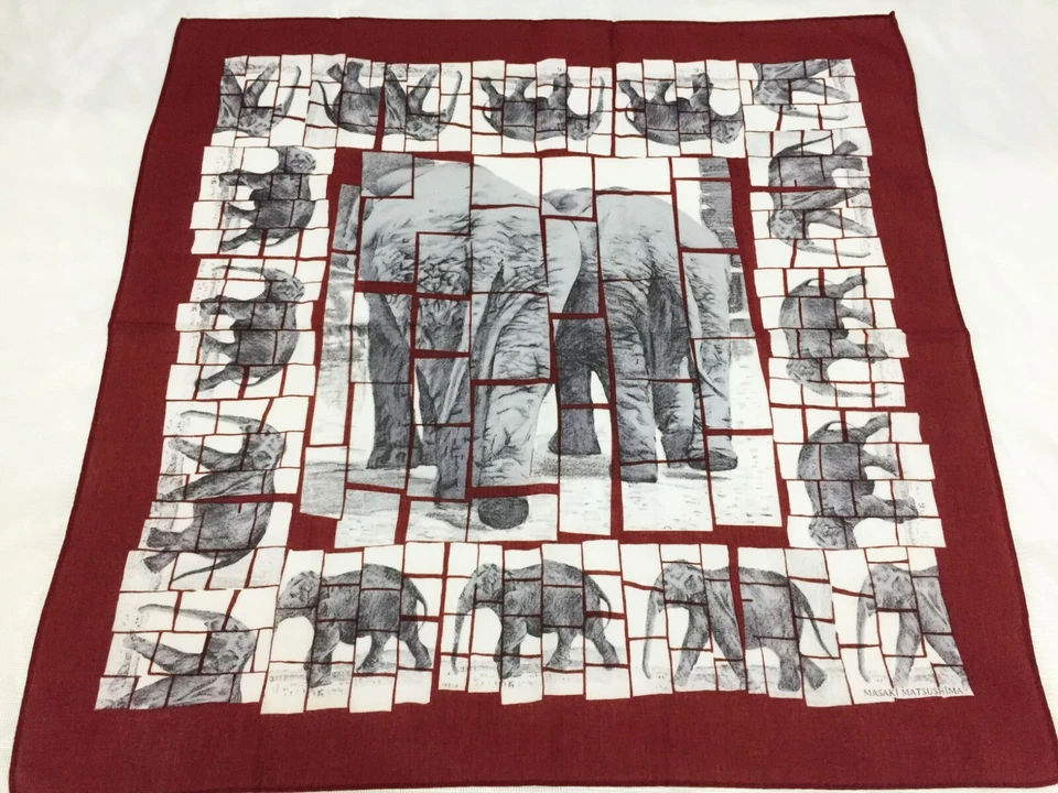 ART COTTON PUZZLES PAINT ELEPHANT ART HERD MEN HANDKERCHIEF POCKET SQUARE 18" - Image 2 of 4