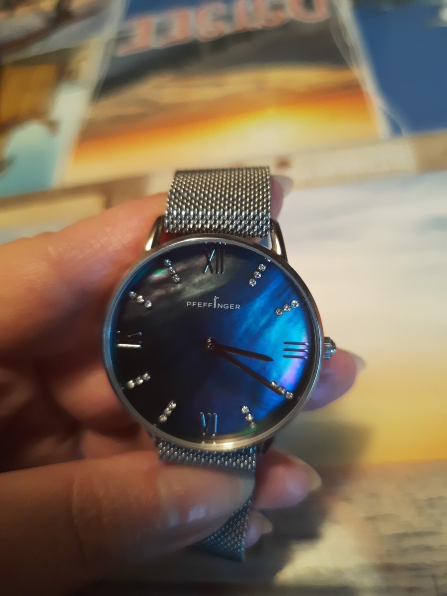 Pfeffinger Damen Uhr Silber beschichtet Ziffernblatt Kristalle