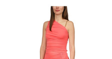 Michael Kors Womens Red Sleeveless Asymmetrical Neckline Bodycon Dress Size M