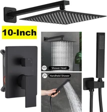 Shower Faucet Set w/Mixer Valve Kit Rainfall Shower Head Combo System Wall Mount