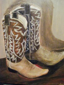 Old Faithfuls Cowboy Boots Veronica Hallum Texas Original Oil Painting 16x20 Ebay