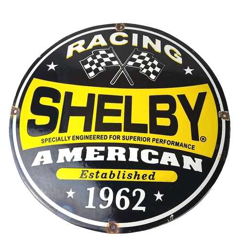 Vintage Chevrolet Porcelain Sign - American Shelby Service Gas Pump Racing Sign