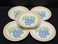 Set of 5 - Franciscan Earthenware- Large Fruit - Grape - Bread Plates - 6 5/8"