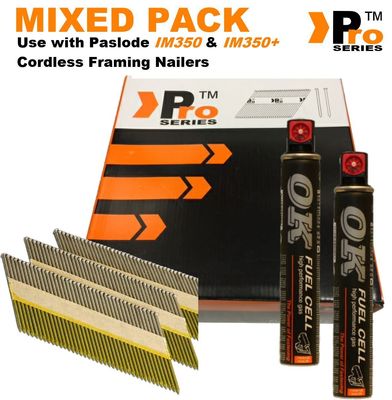 Streifennägel Mixed Pack 2080 Nägel + 2 Brennstoffzellen, Paslode IM350/IM350 + Hitachi 012