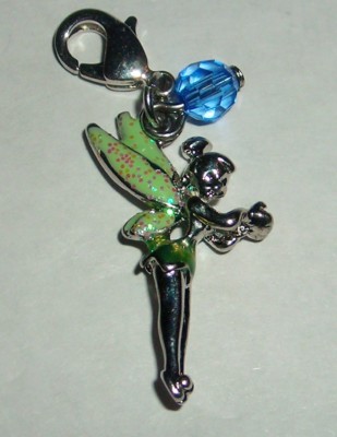 DISNEY PETER PAN TINKERBELL BLUE STONE LOBSTER CLASP BRACELET CHARM 