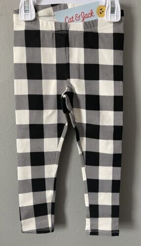 Cat & Jack Kleinkind Mädchen Büffel karierte Leggings schwarz weiß 4T Etui mit 12 Neu mit Etikett - Bild 4 von 4