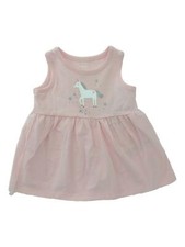 Conjunto de 2 piezas de vestido unicornio estrellas plateadas rosa claro bebé niña