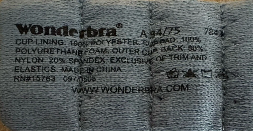 Sujetador Camiseta Wonderbra 34A Azul Acolchado Suave Satén Con Aros Foto 4 de 4