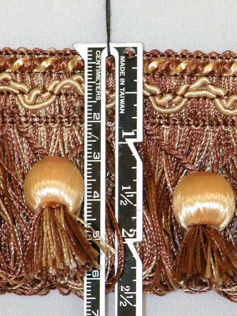 3 Yards - 2.5" Confetti Ball Tassel Fringe Trim Gold Brown Upholstery Drapery