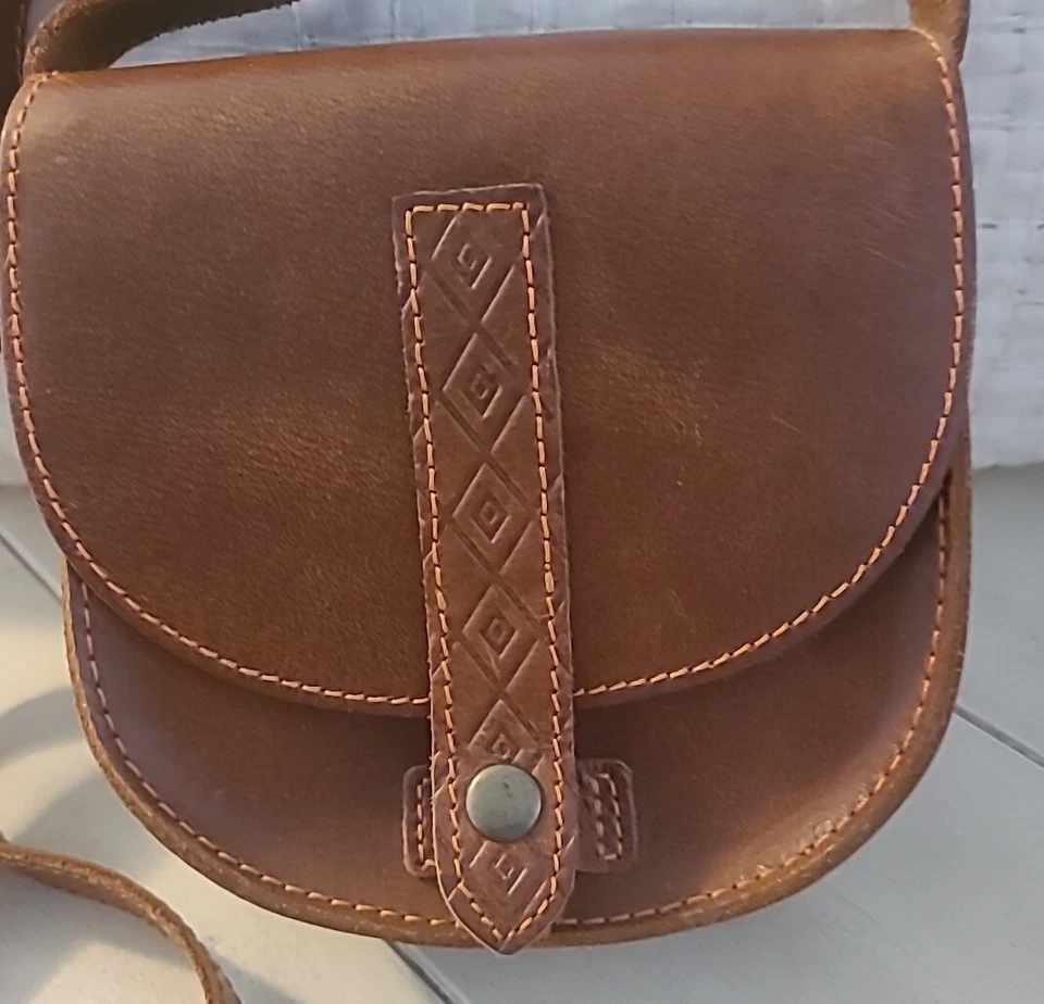 КИМЧИ СИНИЙ КОРИЧНЕВЫЙ 100% КОЖИ СУМКА ЧЕРЕЗ ПЛЕЧО С КОНТРАСТНОЙ СТРОЧКИ - Изображение 2 из 4