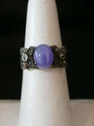Vintage Sterling Silver Purple Agate and Marcasite Ring. Make Offer! #807