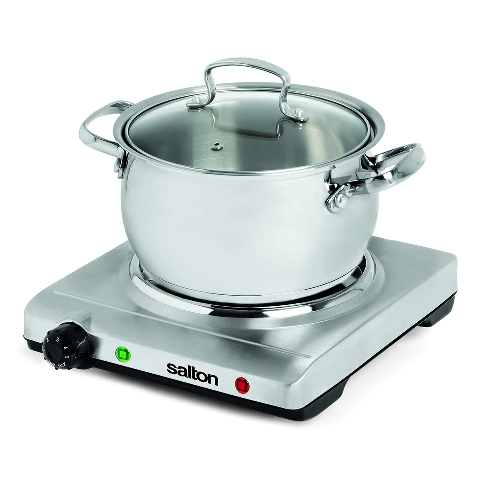 Cocina eléctrica portátil Salton de bobina de acero inoxidable única con quemador grande... Foto 3 de 4