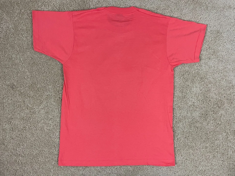 Vintage Fruit Of The Loom Bass T-Shirt Mens Large Made in USA Single Stitch Pink - Image 2 of 4