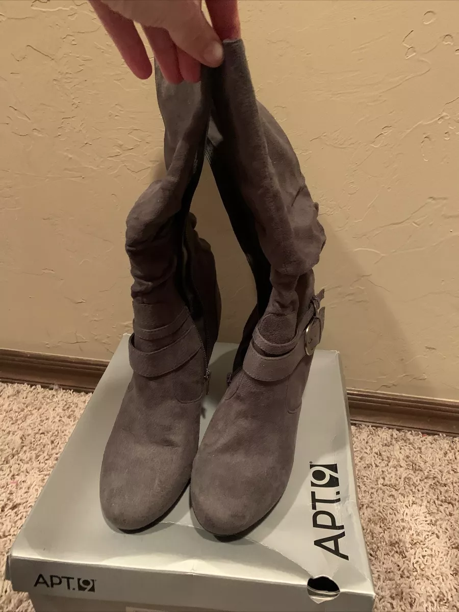 Grey suede hotsell mid calf boots