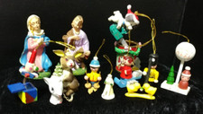 Vintage Christmas Ornaments 12 Pieces Including Mary Joseph Made in Italy