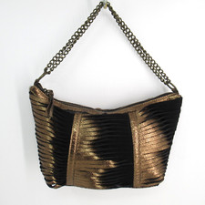Steve Madden Handbag Women Black Gold Metallic Straps LIned Purse Shoulder Bag