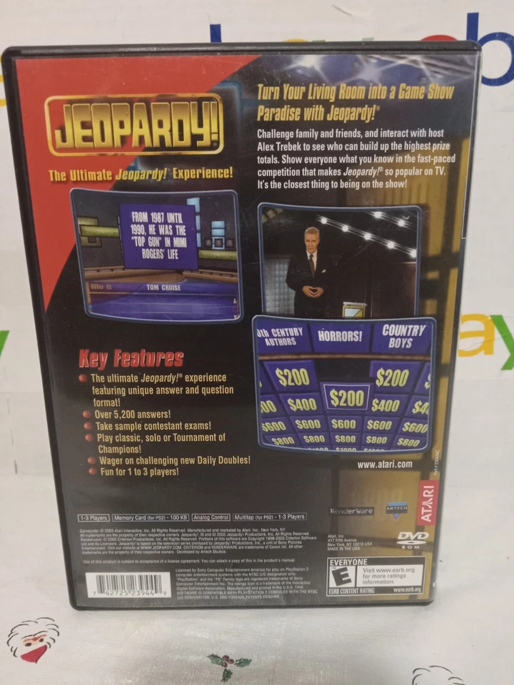 Jeopardy! PS2 (Sony Playstation 2, 2003) CIB Complete - TESTED - Image 3 of 4