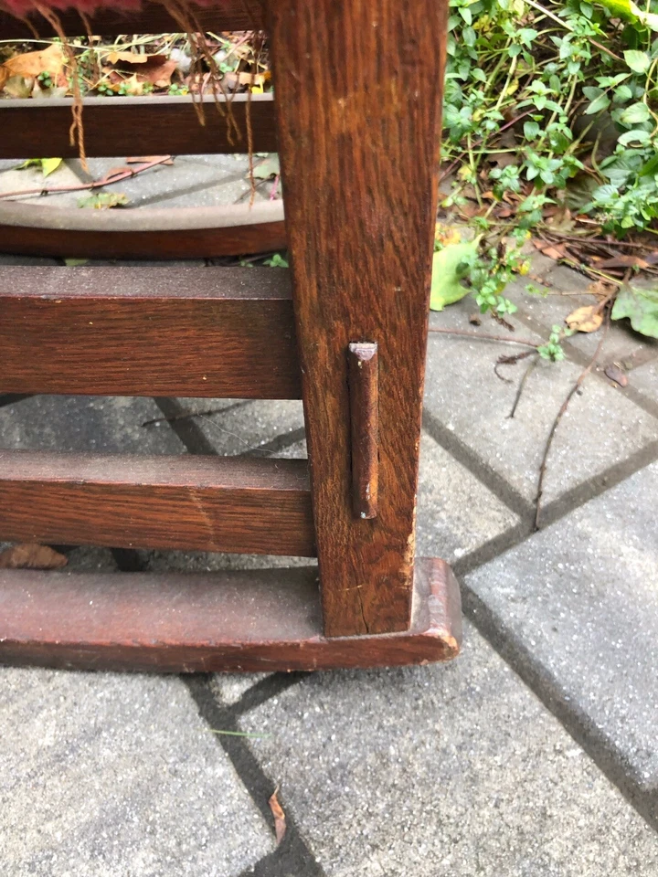 Антикварный стикли (?) Женское кресло-качалка Mission Oak без подлокотников - Изображение 3 из 4