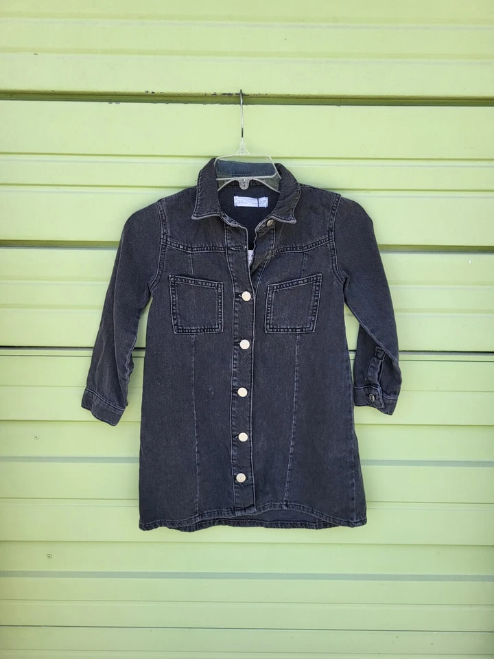 VESTIDO CAMISA VAQUERA ZARA NIÑA GRIS MANGA LARGA TALLA 7 AÑOS 122cm DEFECTO #O3728 Foto 2 de 4