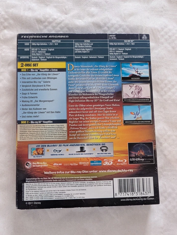 Der König der Löwen BluRay 3D Diamond Edition im Pappschuber - Bild 2 von 4